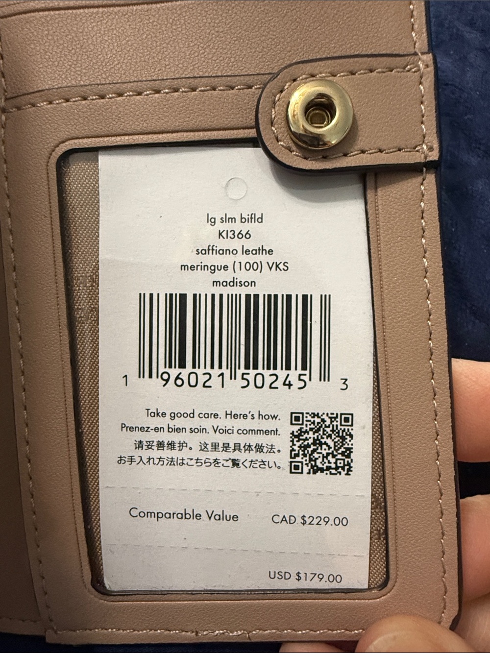 kate spade Cream Saffiano Zip-Around Wallet with Gold Logo - Picture 8 of 11